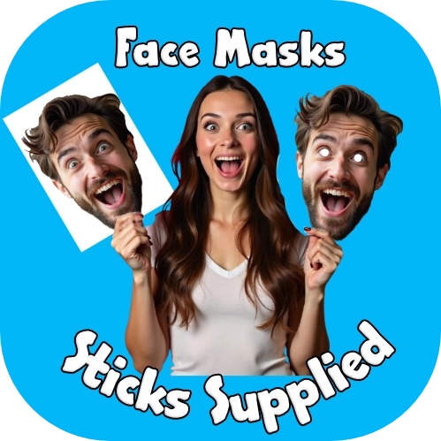 Personalised Face Masks on Sticks