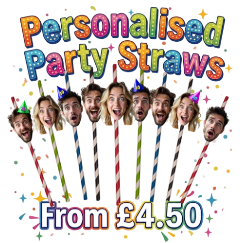 Personalised Face Straws from UKPartyMasks.uk