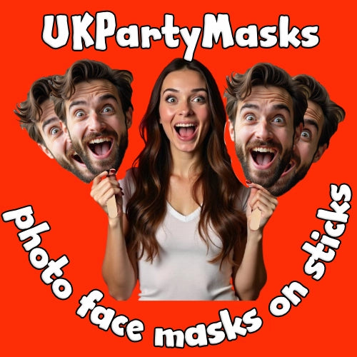 Personalised Face Masks on Sticks