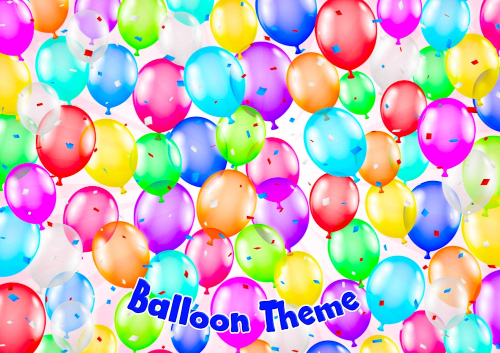 A photo party hat with a printed image of a birthday celebration, with the text 'Happy 40th Birthday' and the name 'UKPartyMasks'. Balloon Theme
