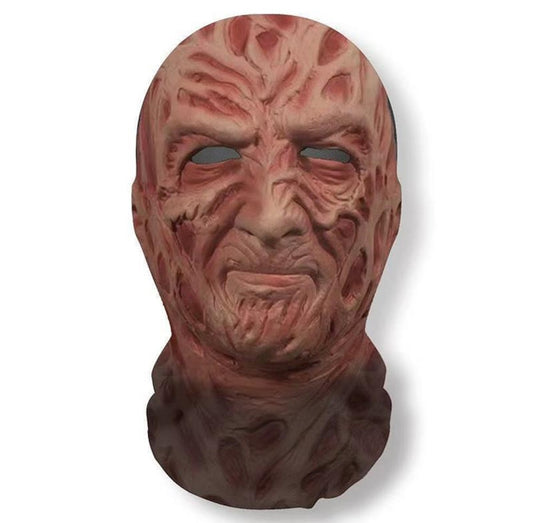 Creepy mask with detailed texture on a white background
