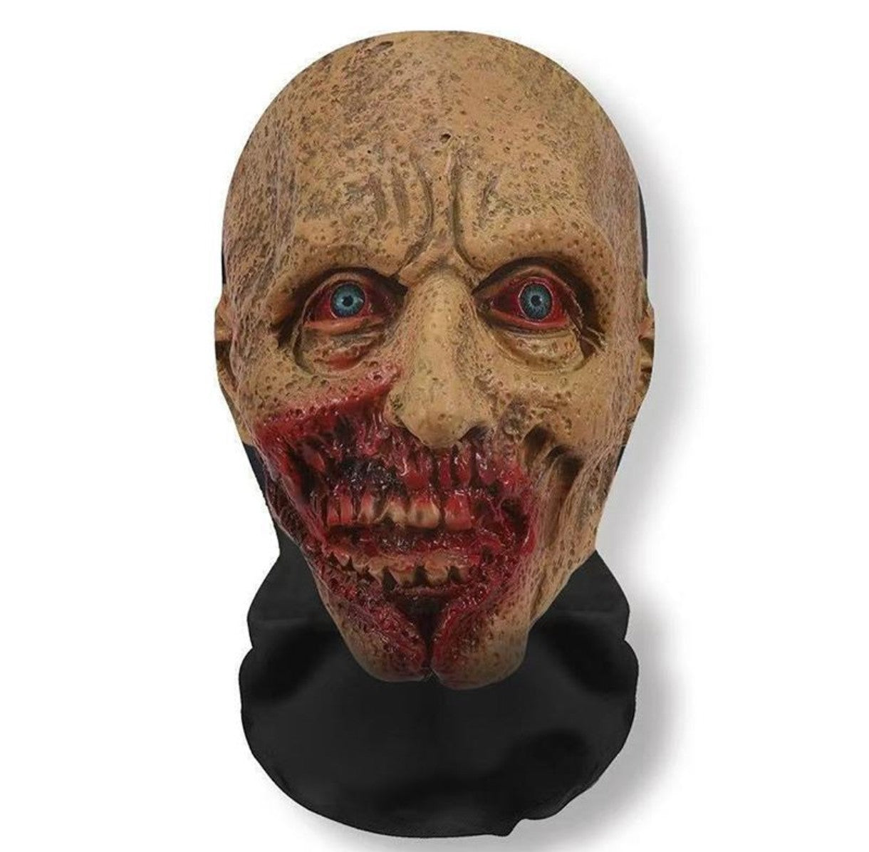 Scary mask with detailed features on a white background