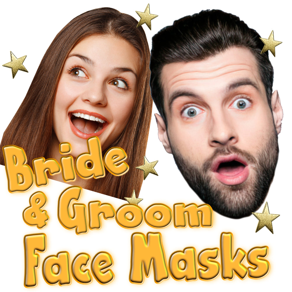 Bride and groom wedding face masks