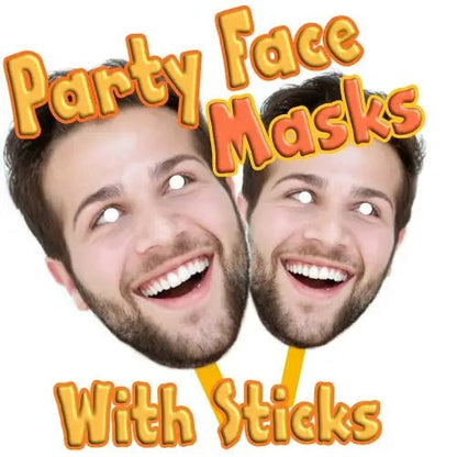 Fully Cut Face Masks with STICKS - UKpartymasks